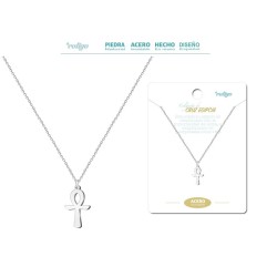 Colgante Cruz Egipcia Acero Plateado - Coleccion Colgantes amuletos